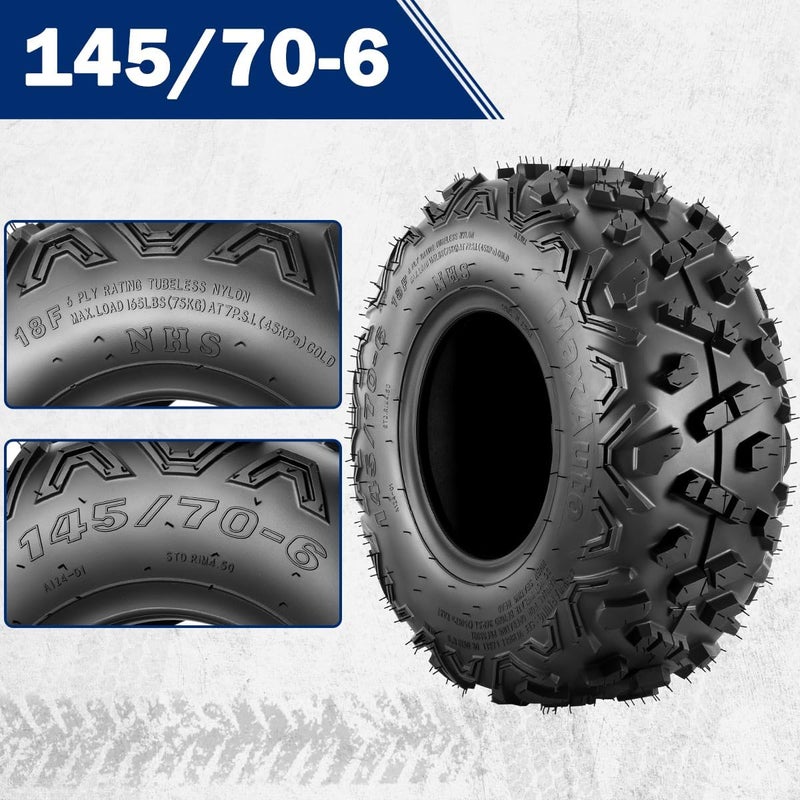 MaxAuto 145/70-6 إطارات دراجة نارية صغيرة كواد كارت، 145-70-6 إطارات ATV بدون أنبوب، عبوة 2 - Image 4